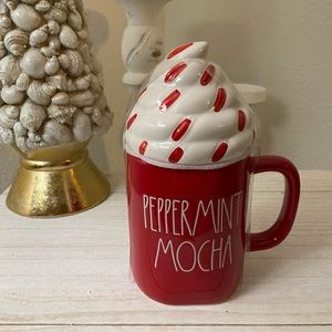 Rae Dunn PEPPERMINT MOCHA Red Coffee Mug with Whipped Cream Topper